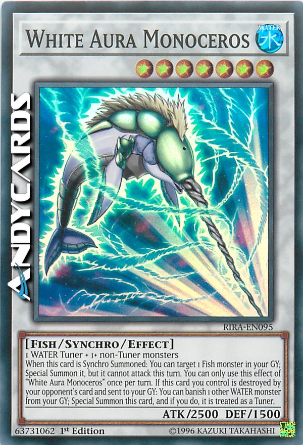 WHITE AURA MONOCEROS (Monoceros Aura Bianca) Super R RIRA EN095 YUGIOH  ANDYCARDS